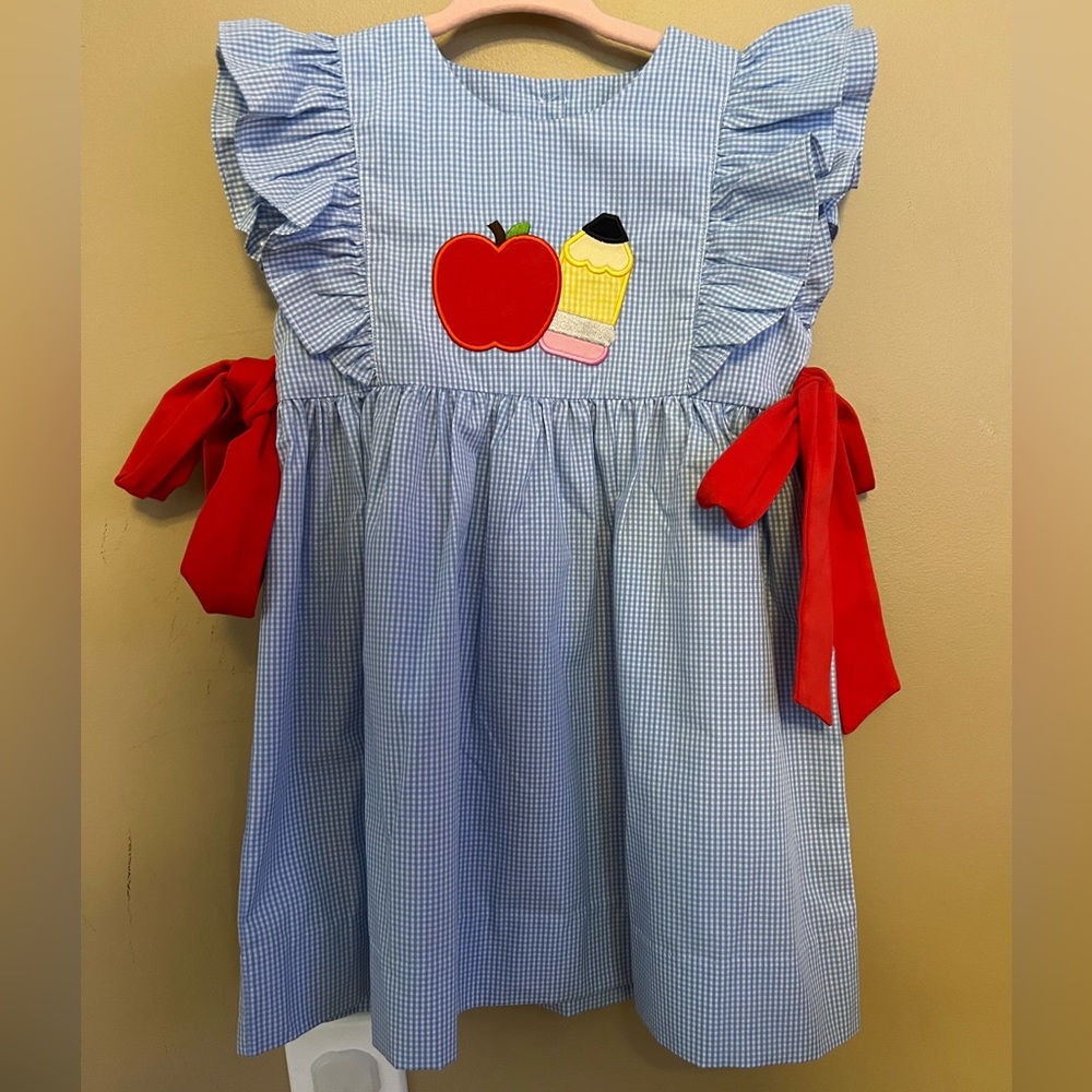 Embroidered Blue Gingham Dress 2T